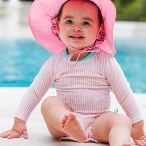Ruffle Butts Kids Pink Sun Hat with Chin Tie
